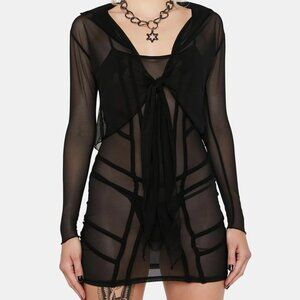 DARKER WAVS Dolls Kill Flanger Mesh Dress And Shrug Set Black Medium